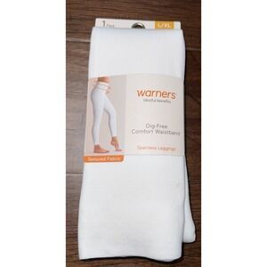 Warners Women's L‎ / XL Dig Free Comfort Waistband Leggings WHITE Textured